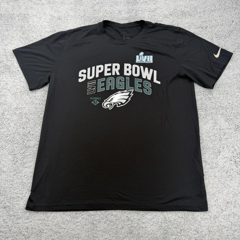 Philadelphia Eagles Shirt Mens Large Black NFL Football Super Bowl Nike Swoosh